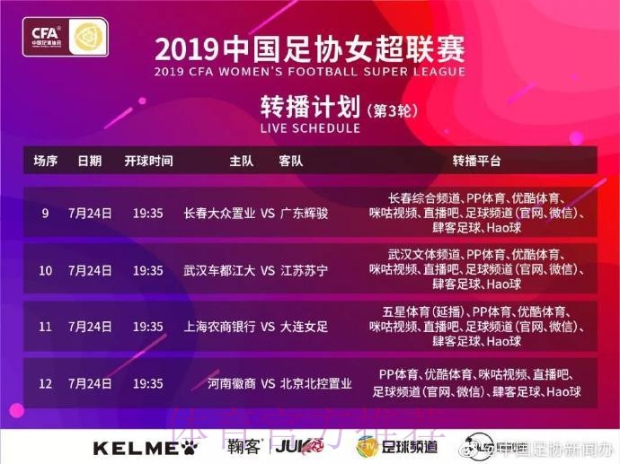 敢热爱 耀出色 | 从本轮起，2019女超联赛在上星频道直播啦！